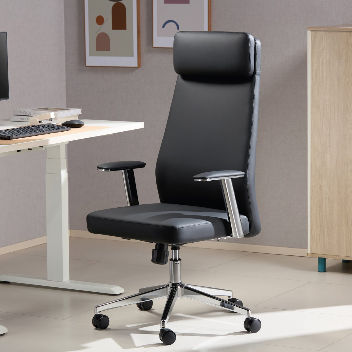 TTAP York Black Leather Faced Office Chair