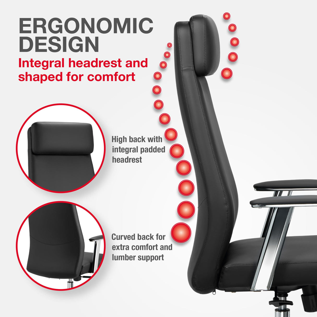 TTAP York Black Leather Faced Office Chair