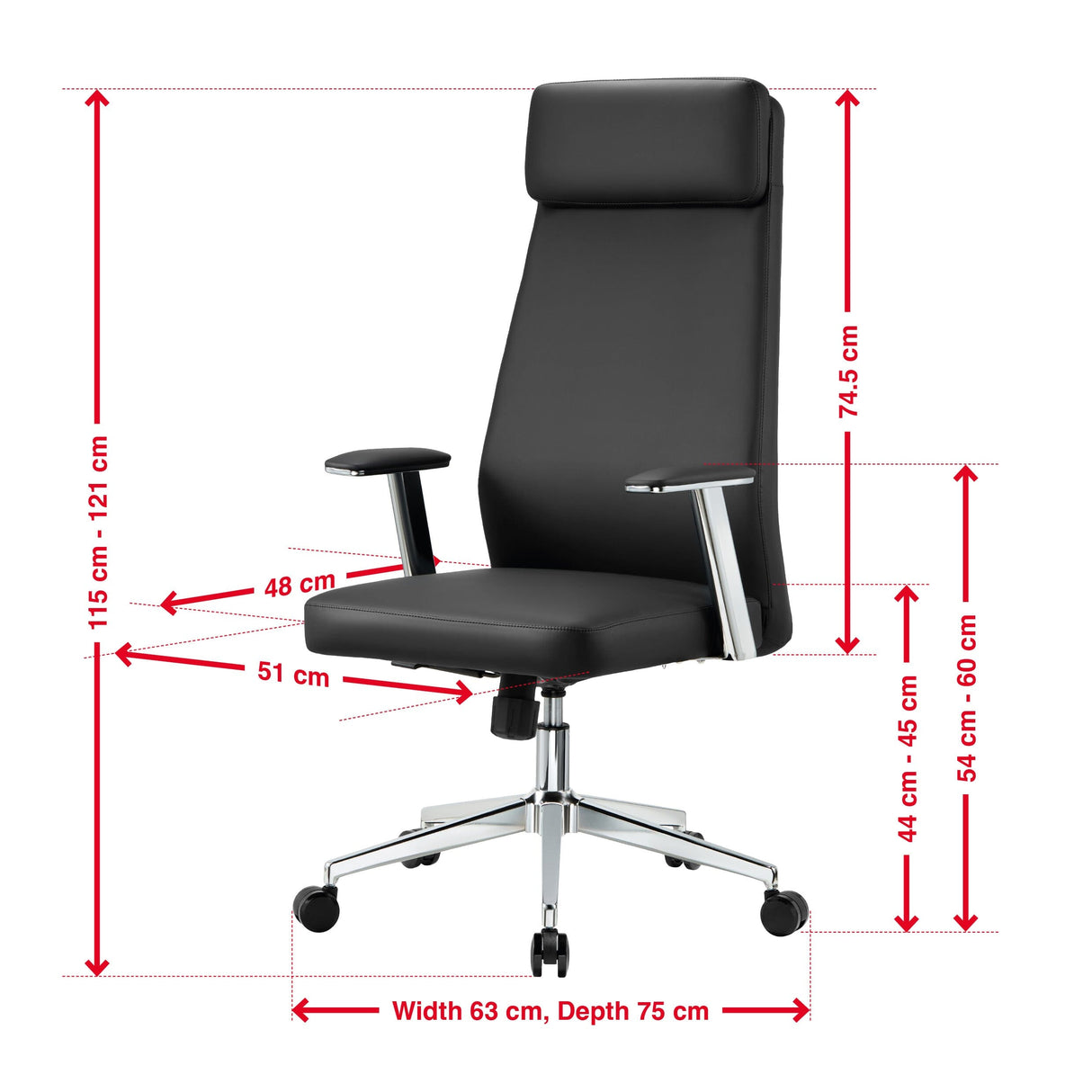 TTAP York Black Leather Faced Office Chair