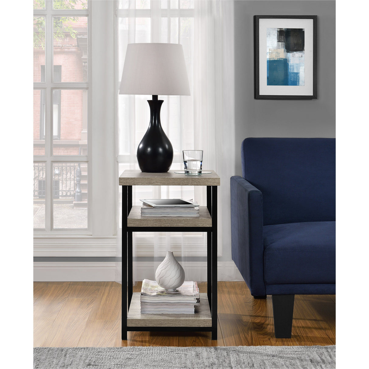 Dorel Home Elmwood Range End Table in Distressed Grey Oak