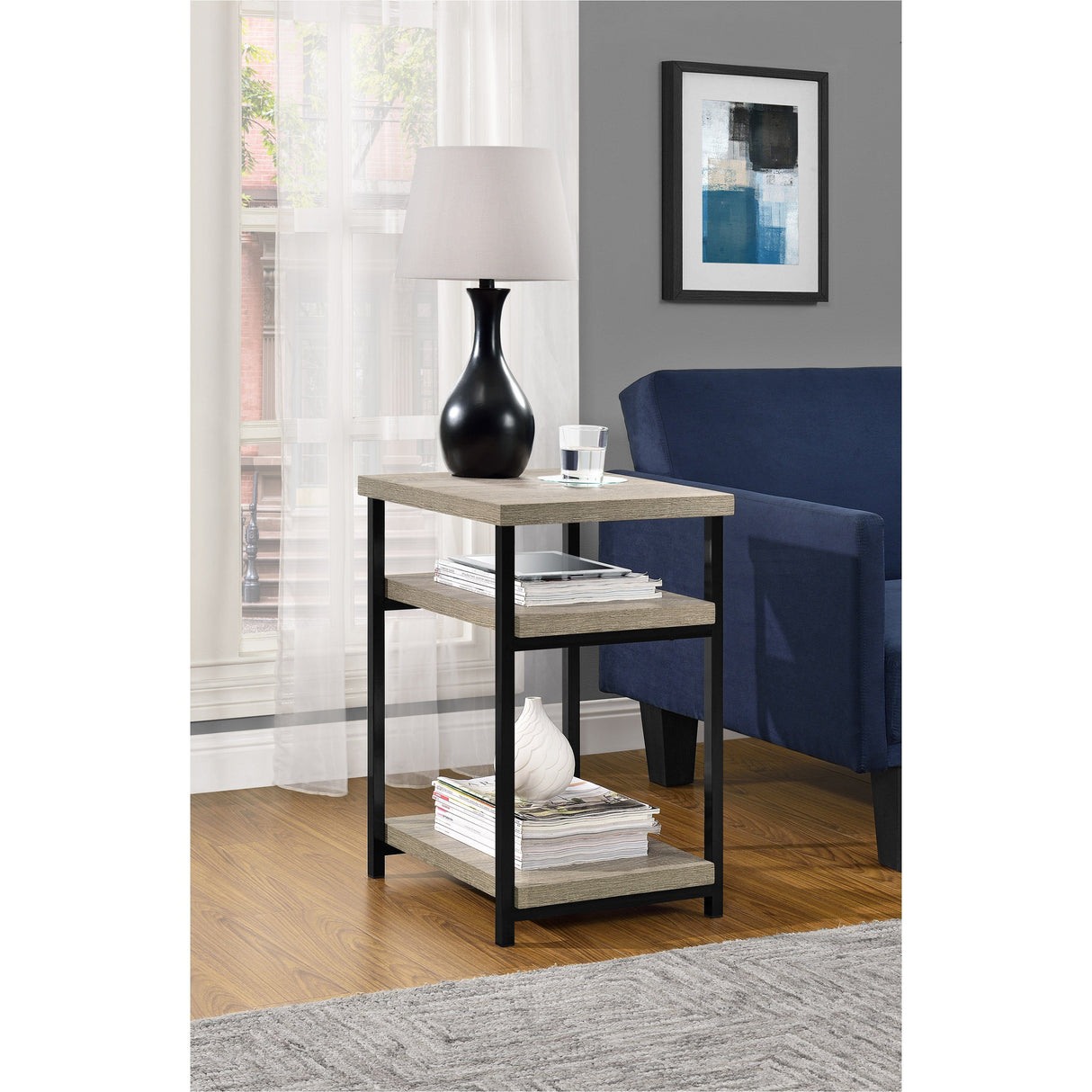 Dorel Home Elmwood Range End Table in Distressed Grey Oak
