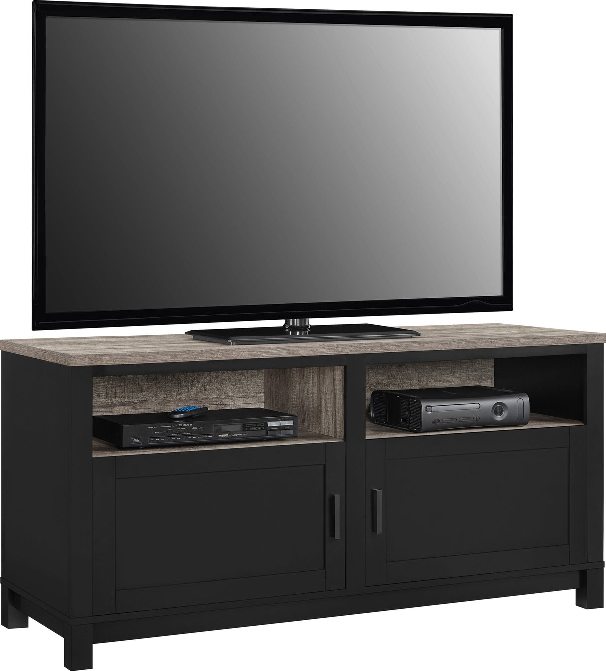 Dorel Home Carver Range TV Cabinet in Weathered Oak and Black