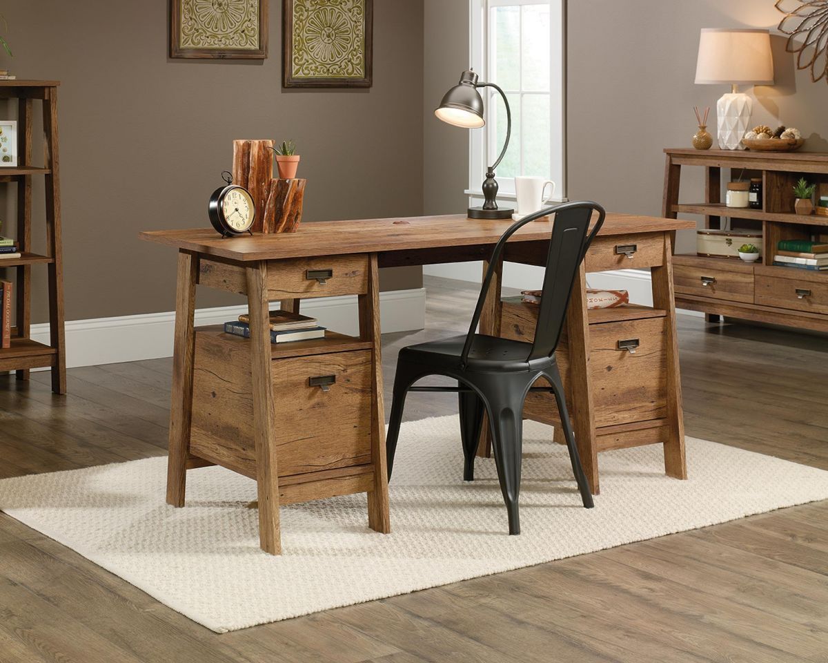 Teknik Executive Trestle Desk in Vintage Oak (5424127)