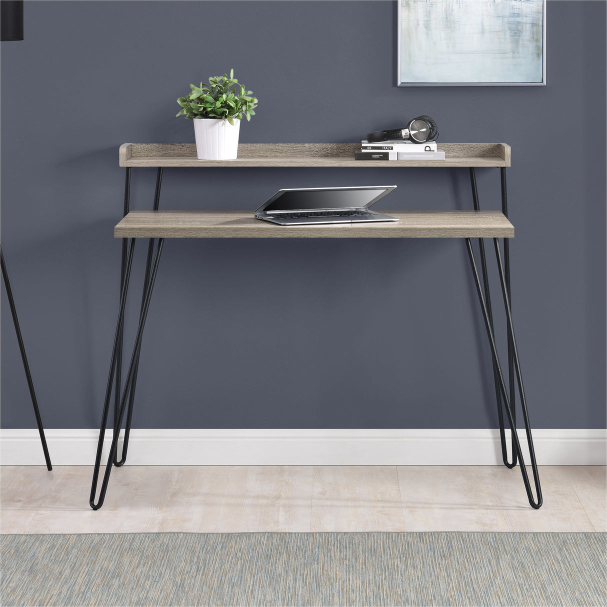 Dorel Home Haven Retro Desk in Distressed Grey Oak