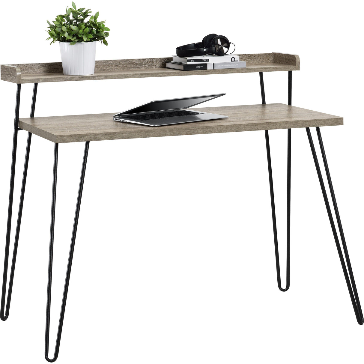 Dorel Home Haven Retro Desk in Distressed Grey Oak
