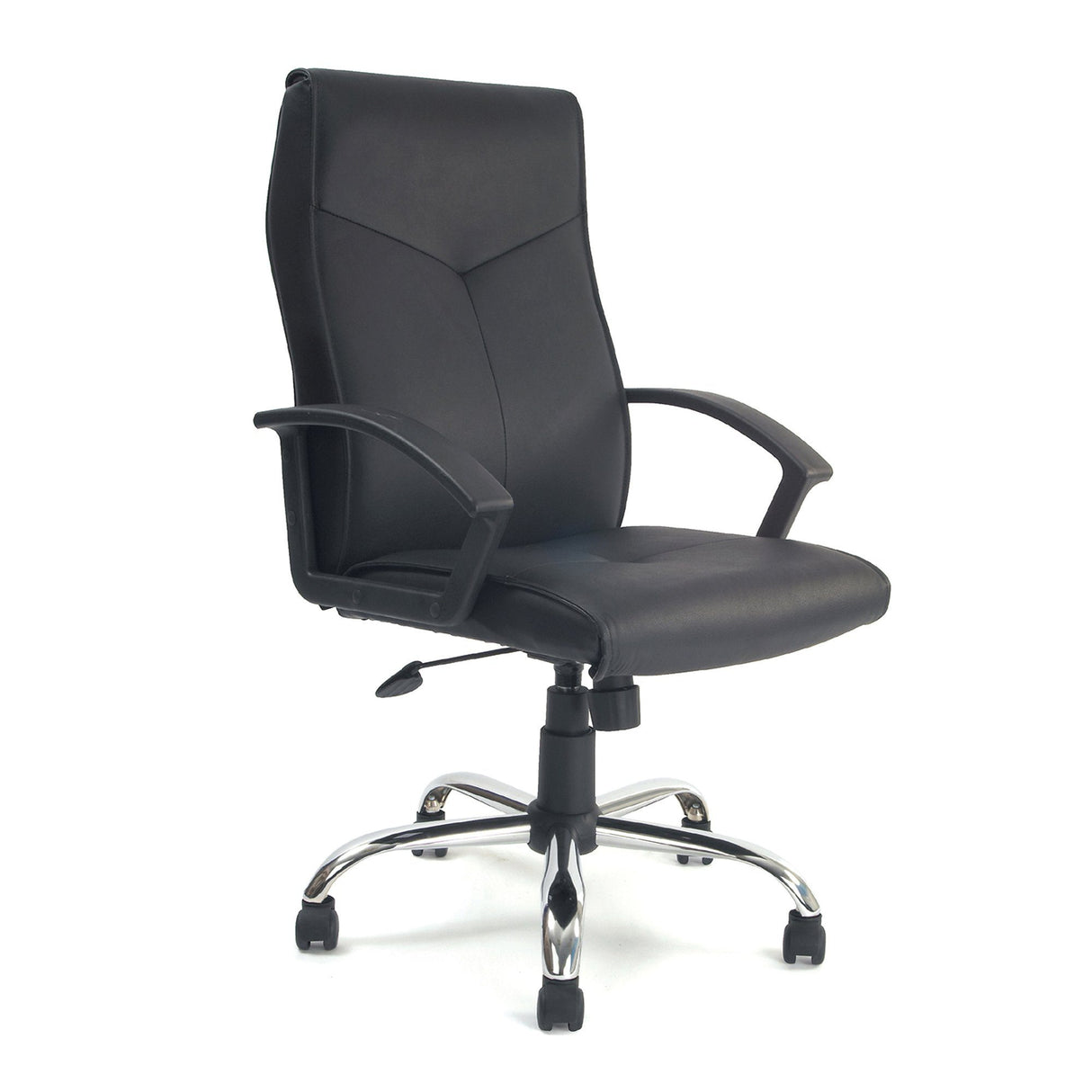 Nautilus Designs Weston High Back Leather Faced Executive Armchair with Chrome Base - Black