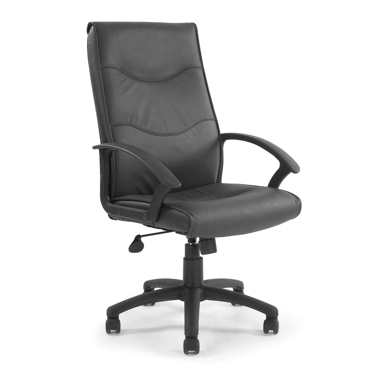 Nautilus Designs Swithland High Back Leather Faced Executive Armchair with Detailed Stitching - Black
