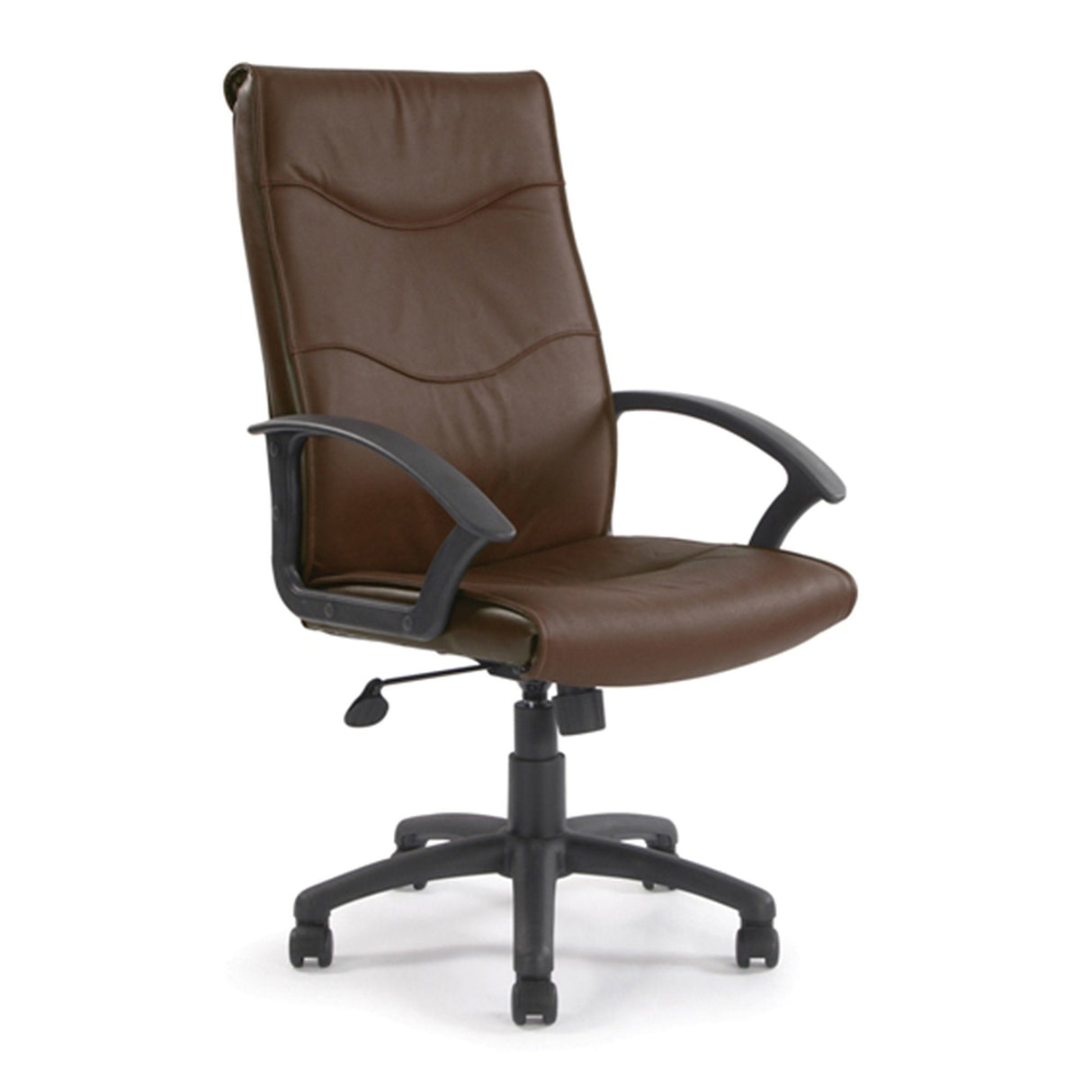 Nautilus Designs Swithland High Back Leather Faced Executive Armchair with Detailed Stitching - Brown