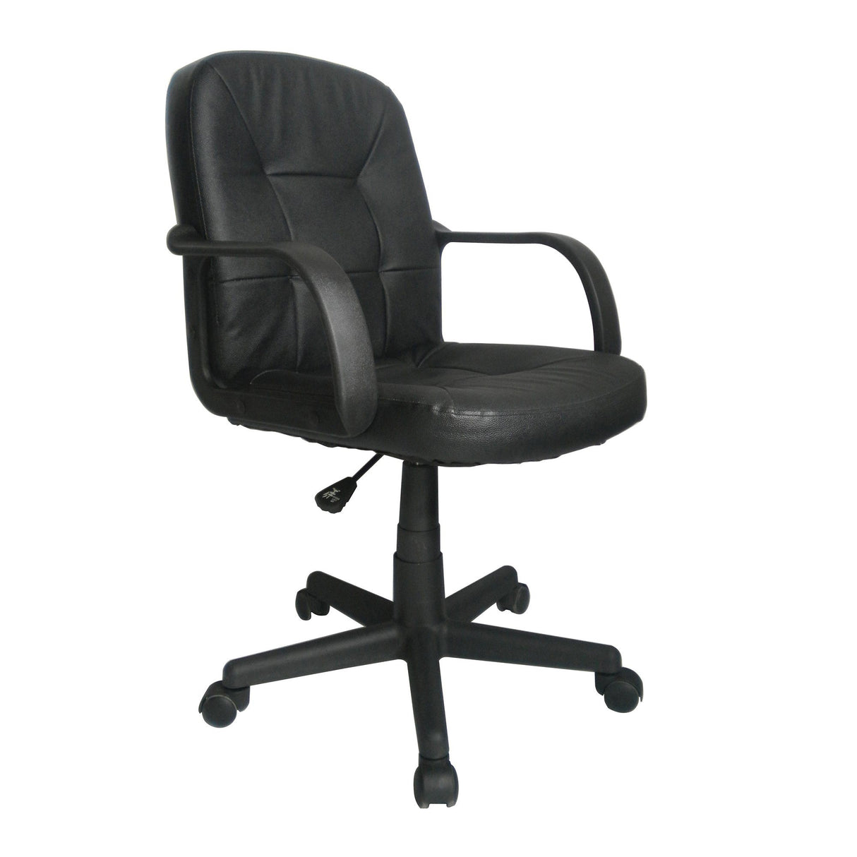 Nautilus Designs Delph Medium Back Leather Faced Executive Armchair with Decorative Stitching Detail - Black