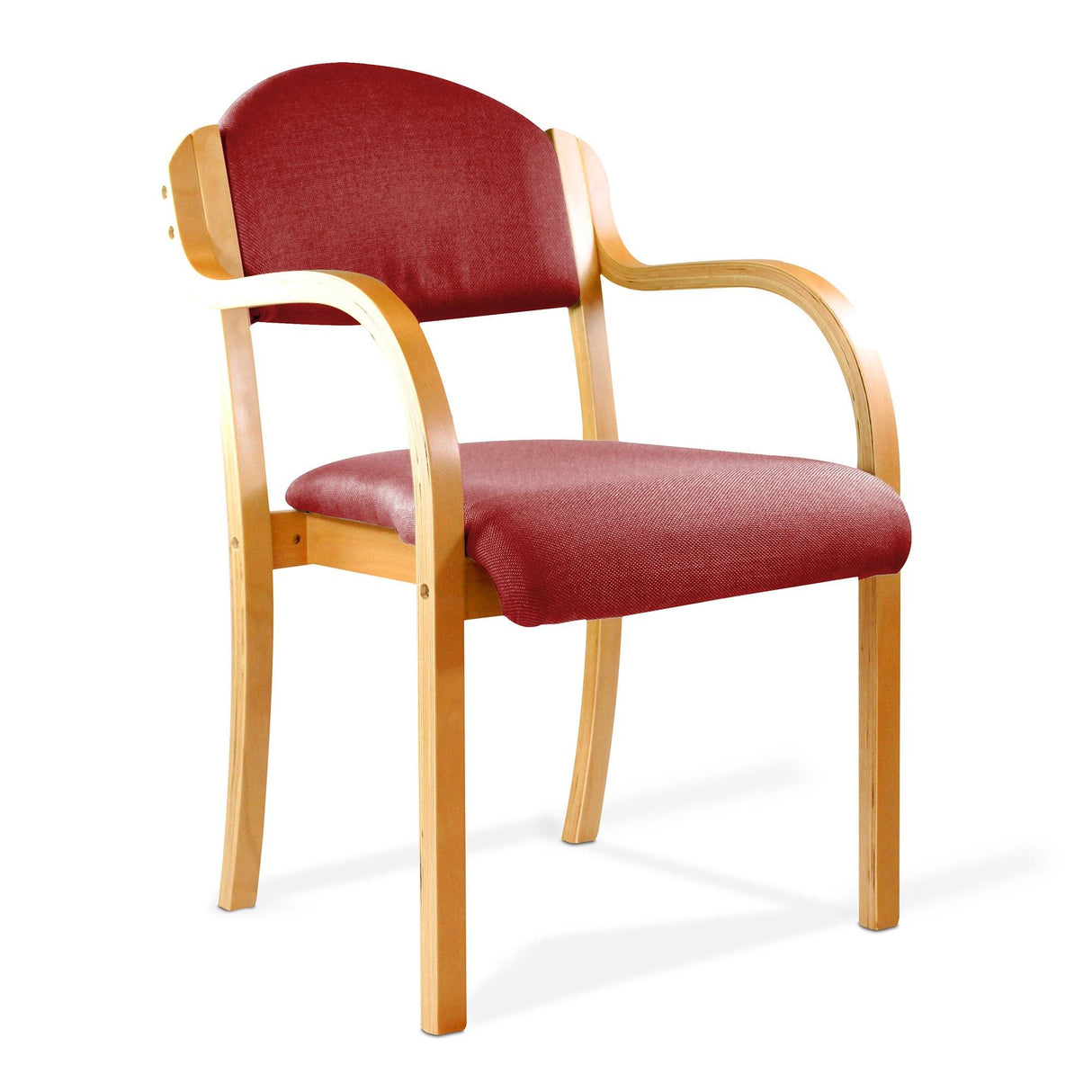 Nautilus Designs Tahara Beech Framed Stackable Side Armchair with Upholstered and Padded Seat and Backrest - Wine