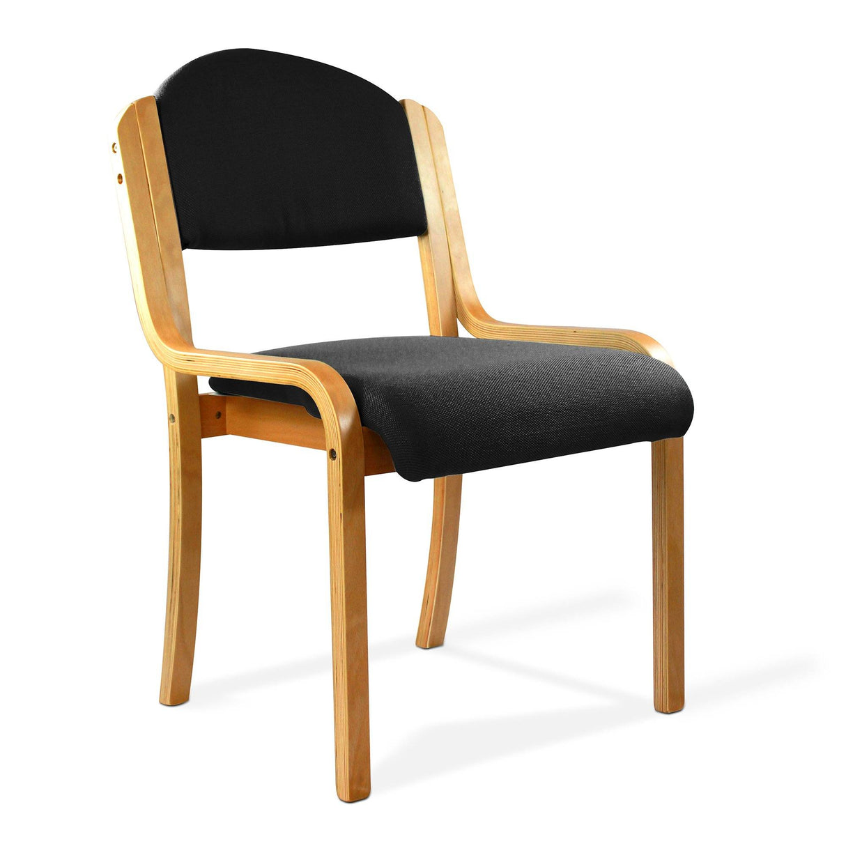 Nautilus Designs Tahara Beech Framed Stackable Side Chair with Upholstered and Padded Seat and Backrest - Black