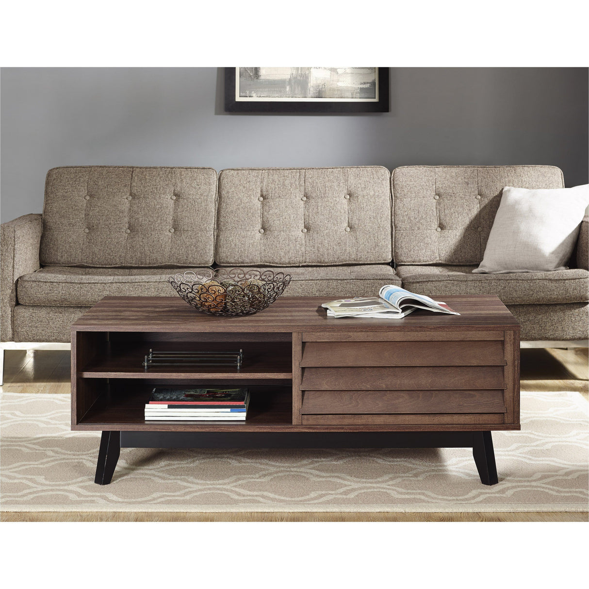 Dorel Home Vaughn Range Coffee Table in Walnut