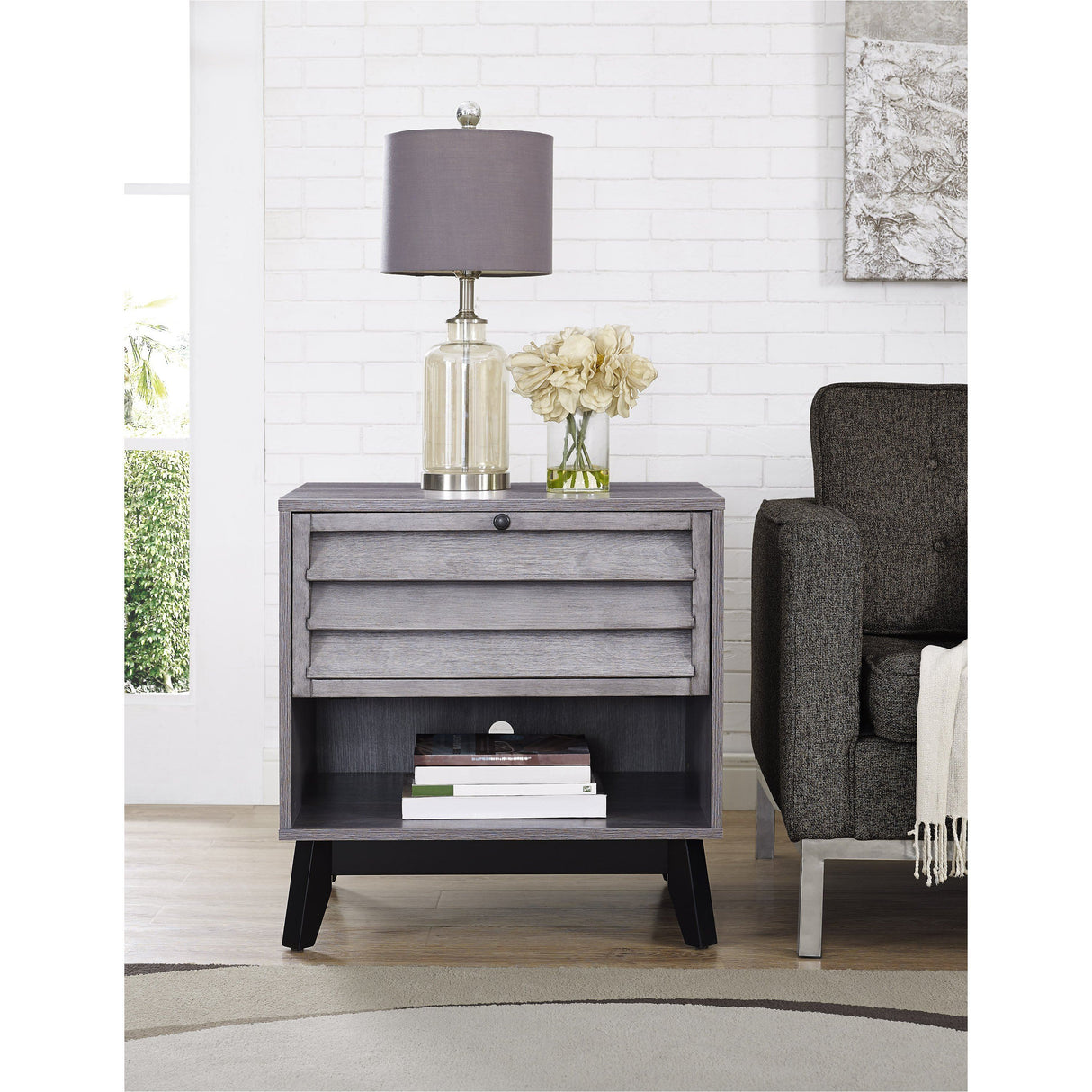 Dorel Home Vaughn Range Accent Table in Grey Oak