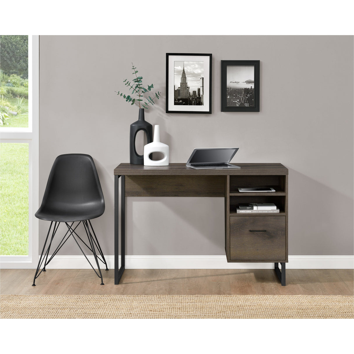 Dorel Home Candon Range Desk in Medium Brown
