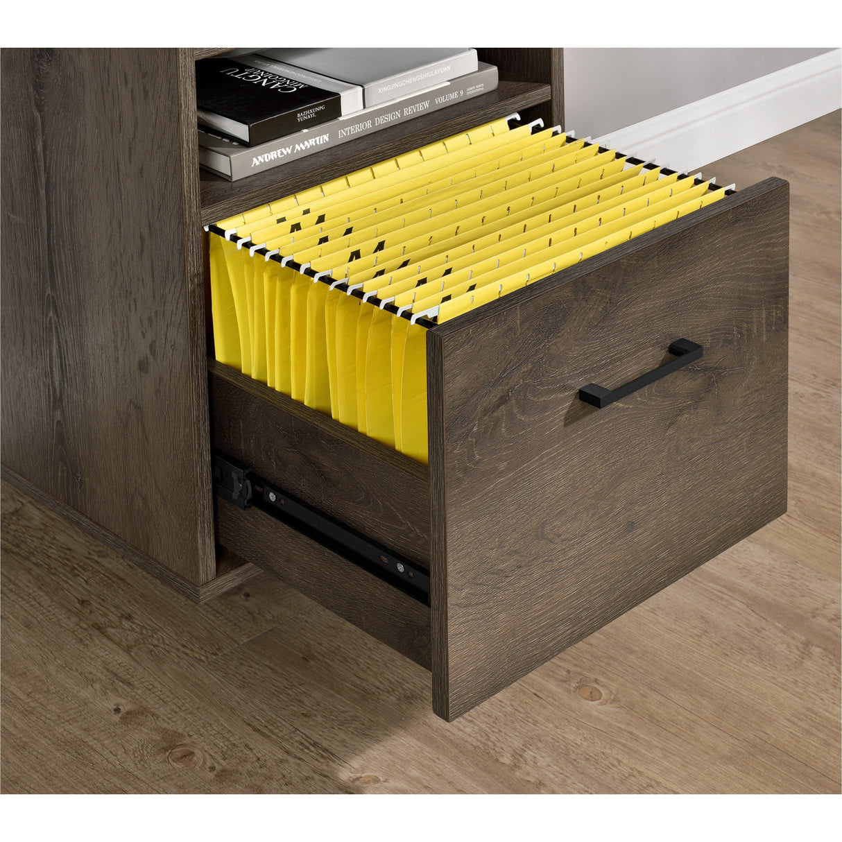 Dorel Home Candon Range Desk in Medium Brown