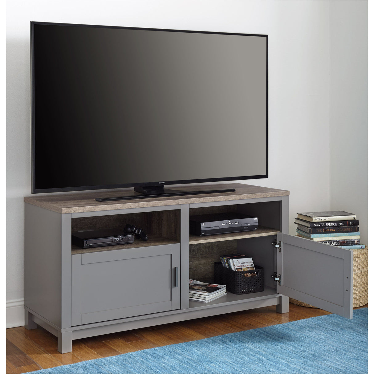 Dorel Home Carver Range TV Cabinet in Weathered Oak and Grey