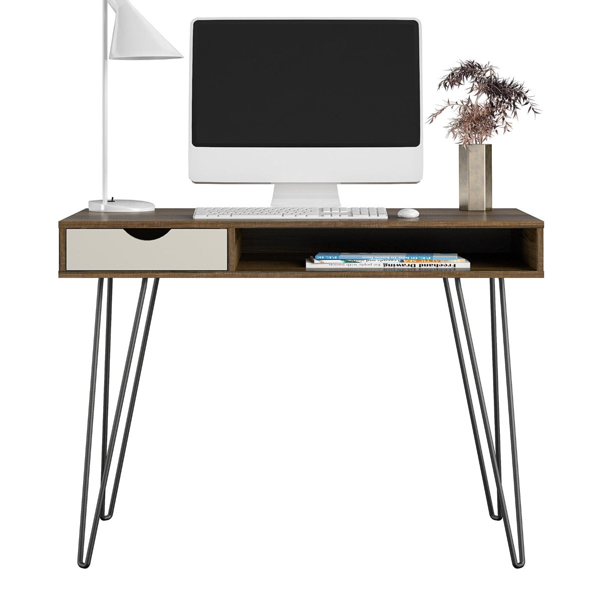 Novogratz Concord Brown Oak Home Office Desk (2421322COMNUK)