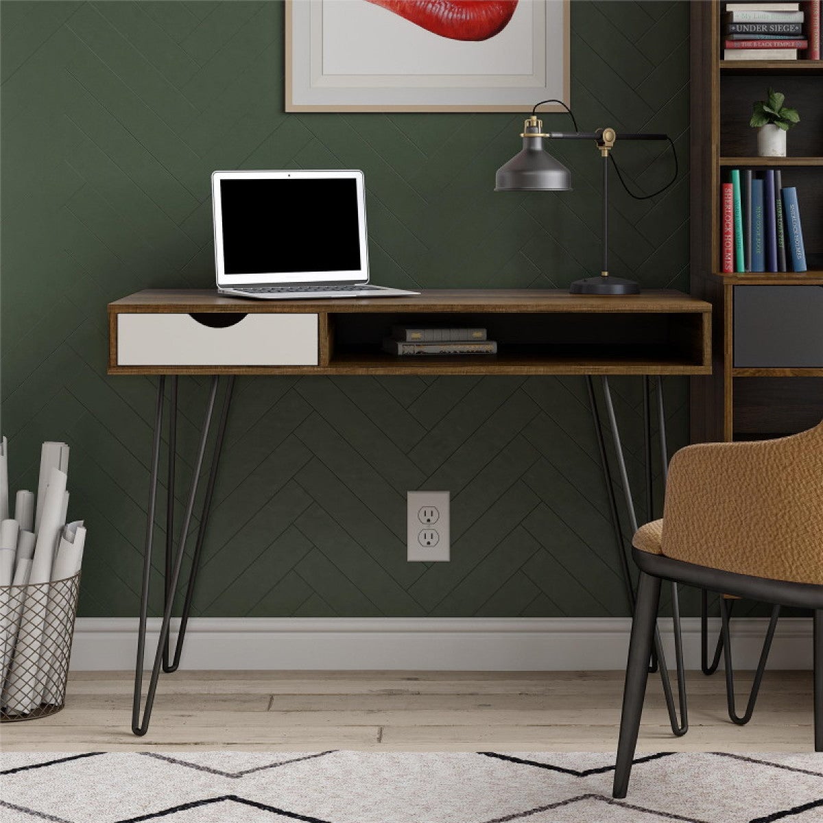 Novogratz Concord Brown Oak Home Office Desk (2421322COMNUK)