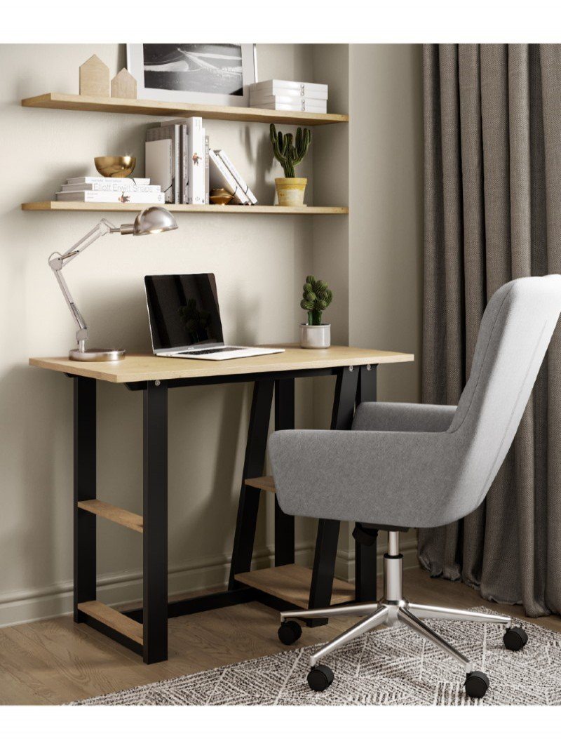 Alphason Penzance Oak and Black Compact Study Desk (AW3140)