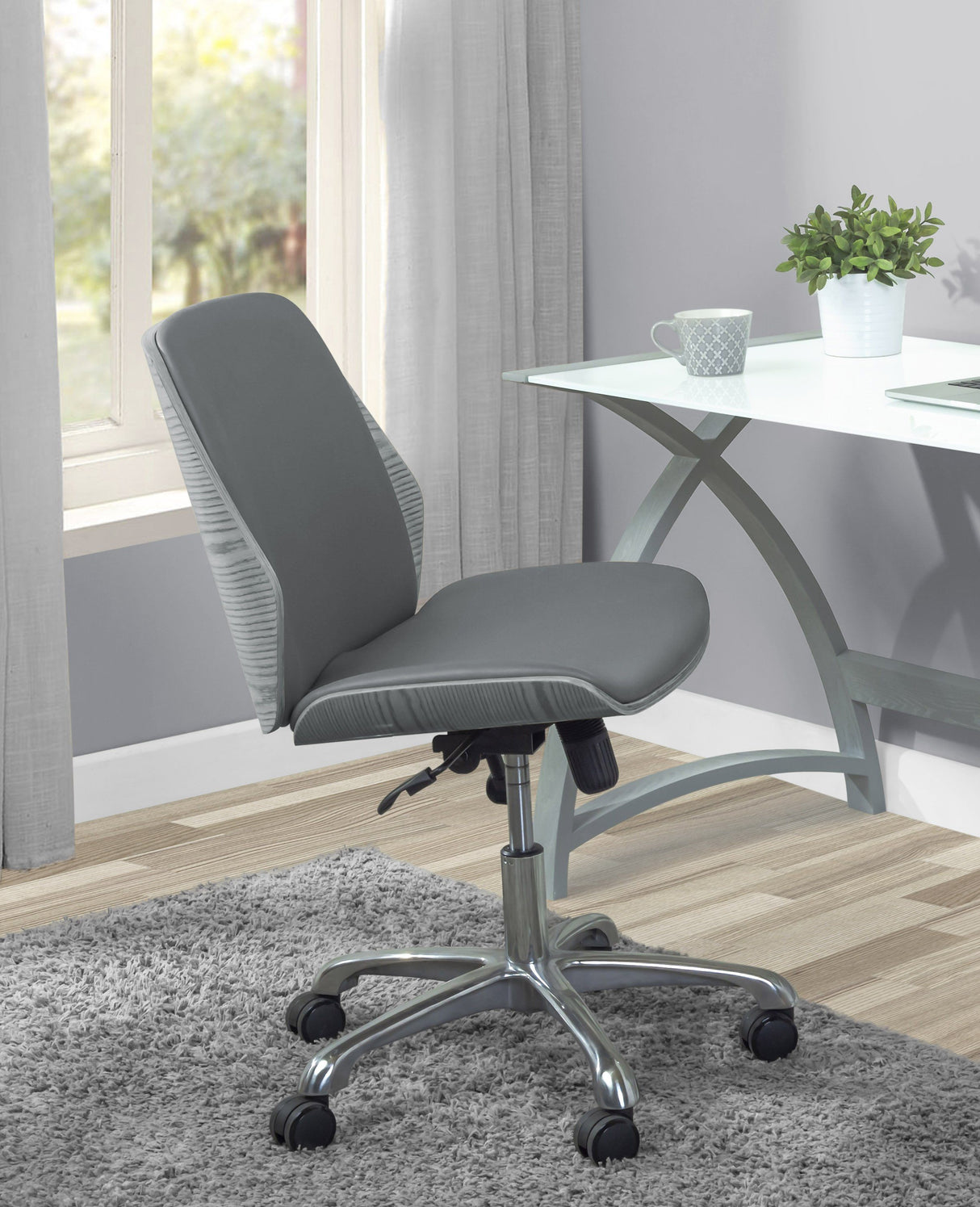 Jual Curve PC211 Office Chair in Grey Oak and Grey Faux Leather