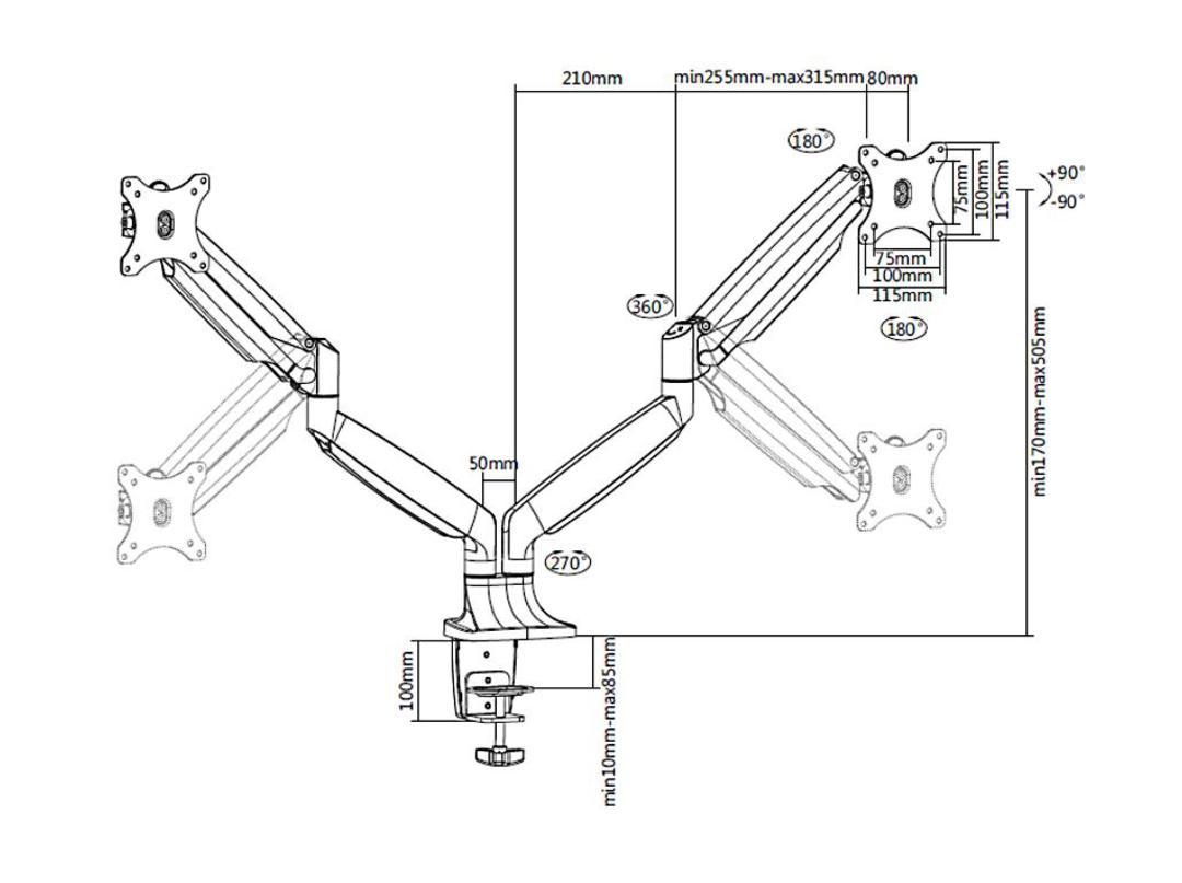Multibrackets M Deskmount Gas Spring Dual Silver