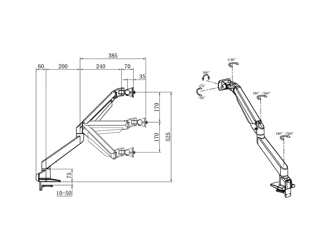 Multibrackets Gas Lift Desk Mount Monitor Arm for Samsung Odyssey G9