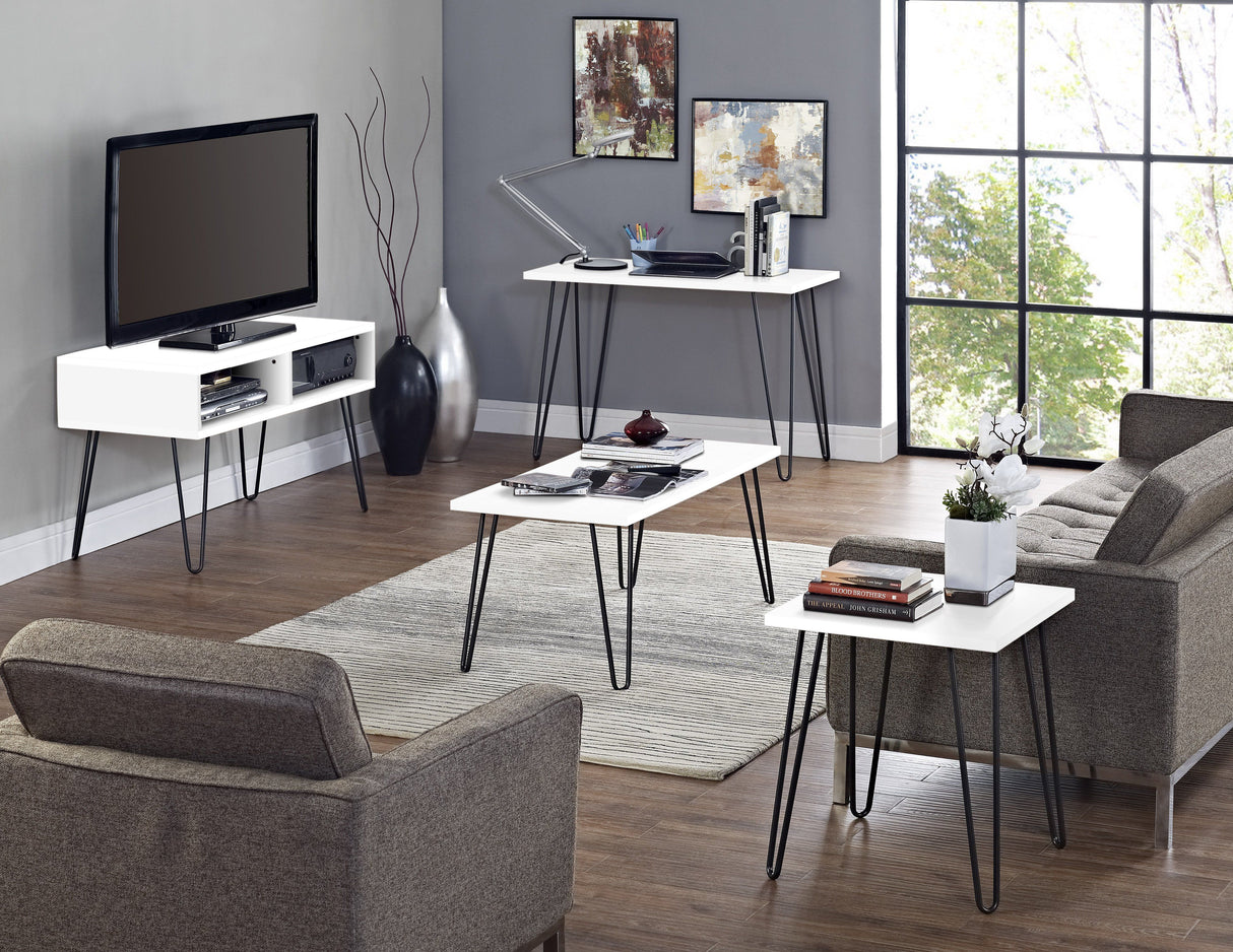 Dorel Home Owen Range Retro TV Stand in White