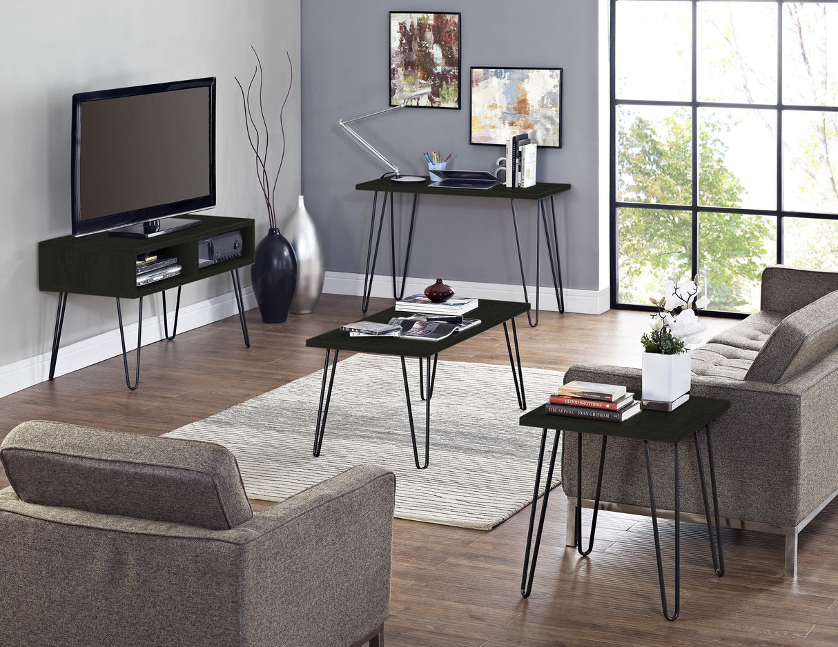 Dorel Home Owen Range Retro TV Stand in Black Oak
