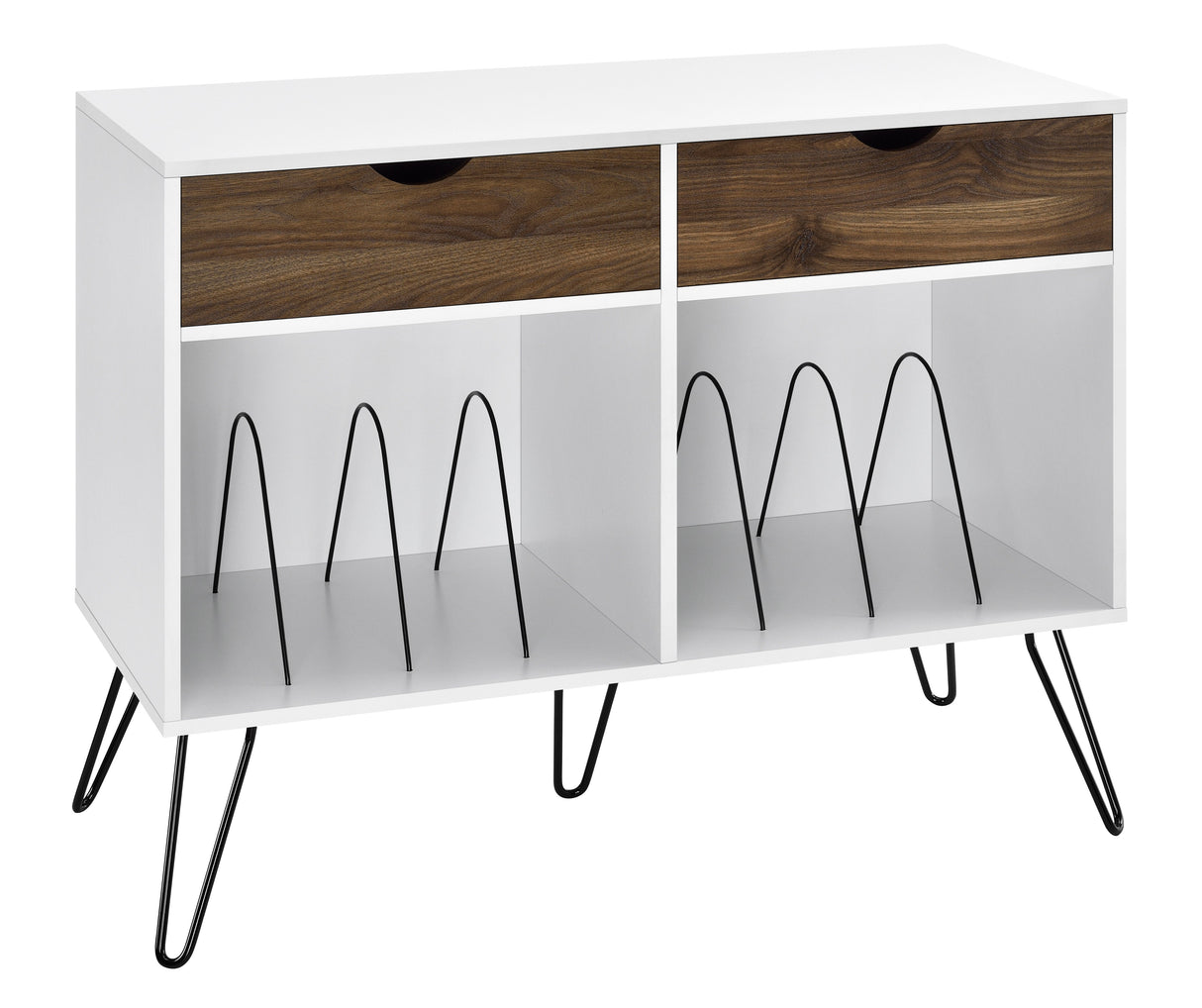 Dorel Home Concord Turntable Stand with Drawers in White and Oak