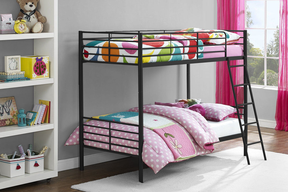 Dorel Home Convertible Single over Single Bunk Bed in Black