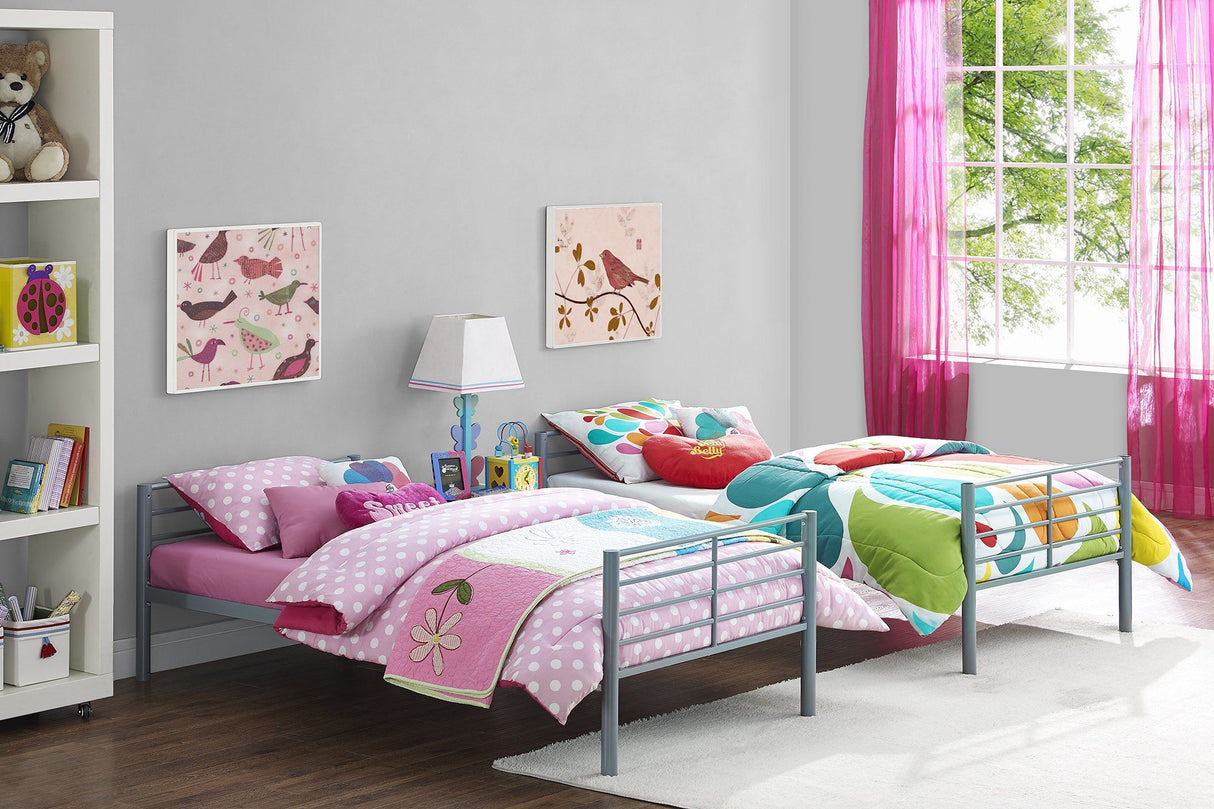 Dorel Home Convertible Single over Single Bunk Bed in Grey