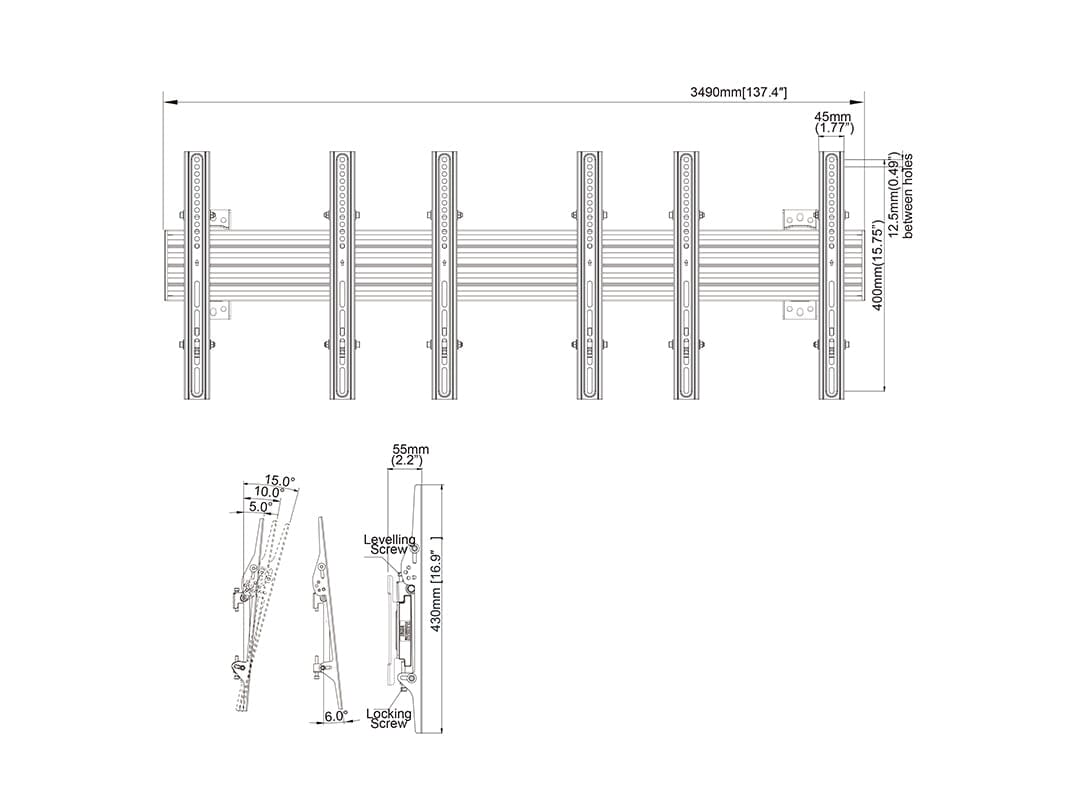 Multibrackets M Wallmount Pro MBW3U Tilt Black Triple Screen Wall Bracket