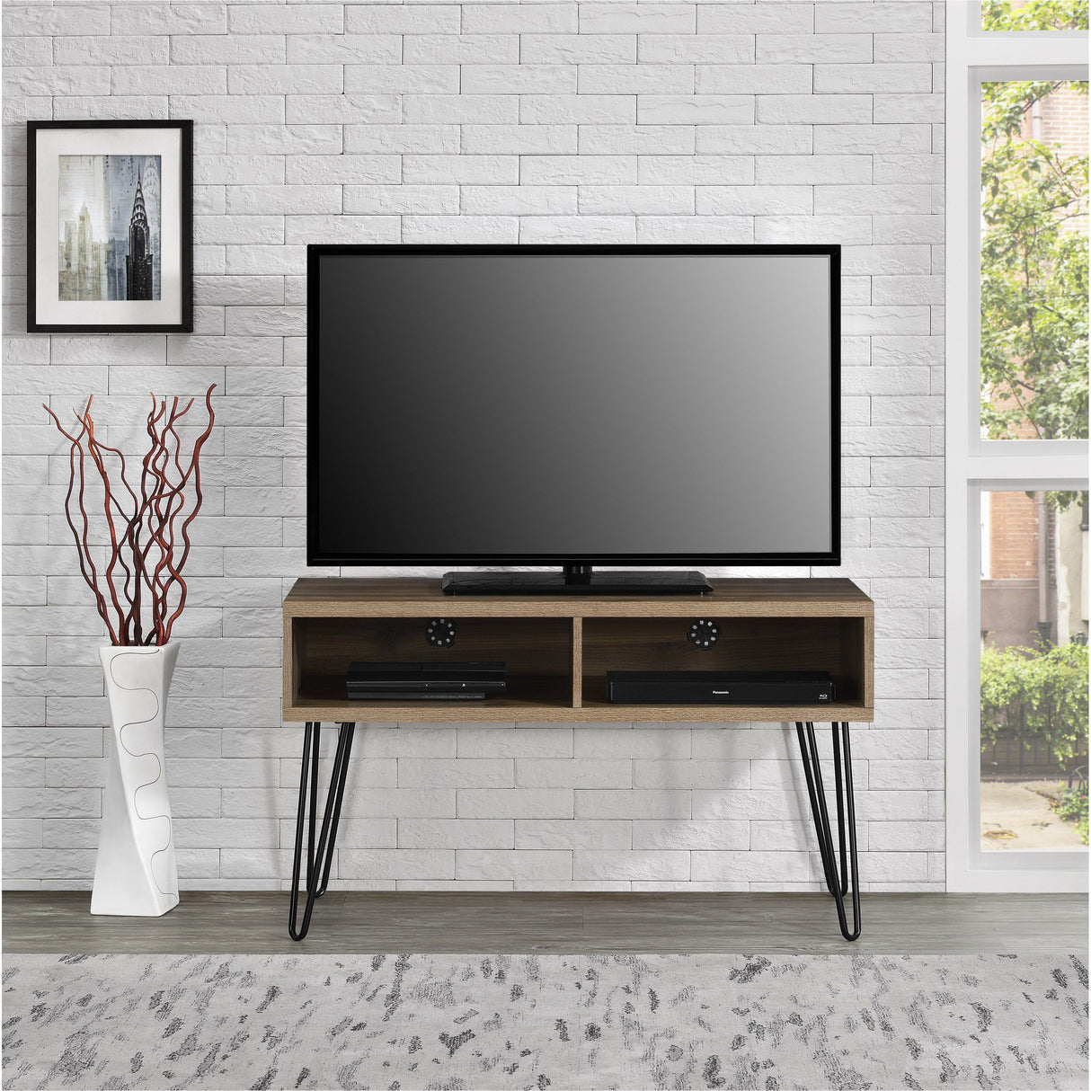 Dorel Home Owen Range Retro TV Stand in Walnut