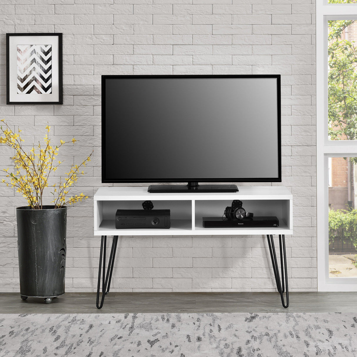 Dorel Home Owen Range Retro TV Stand in White