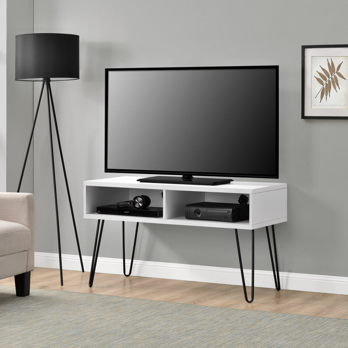 Dorel Home Owen Range Retro TV Stand in White