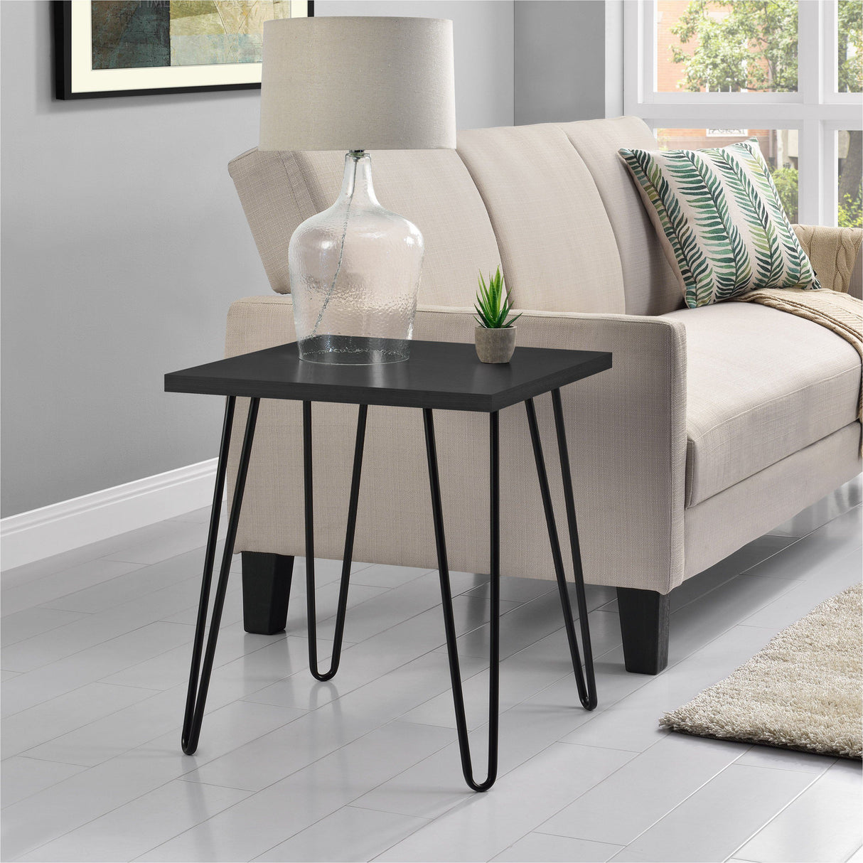 Dorel Home Owen Range Retro End Table in Black Oak