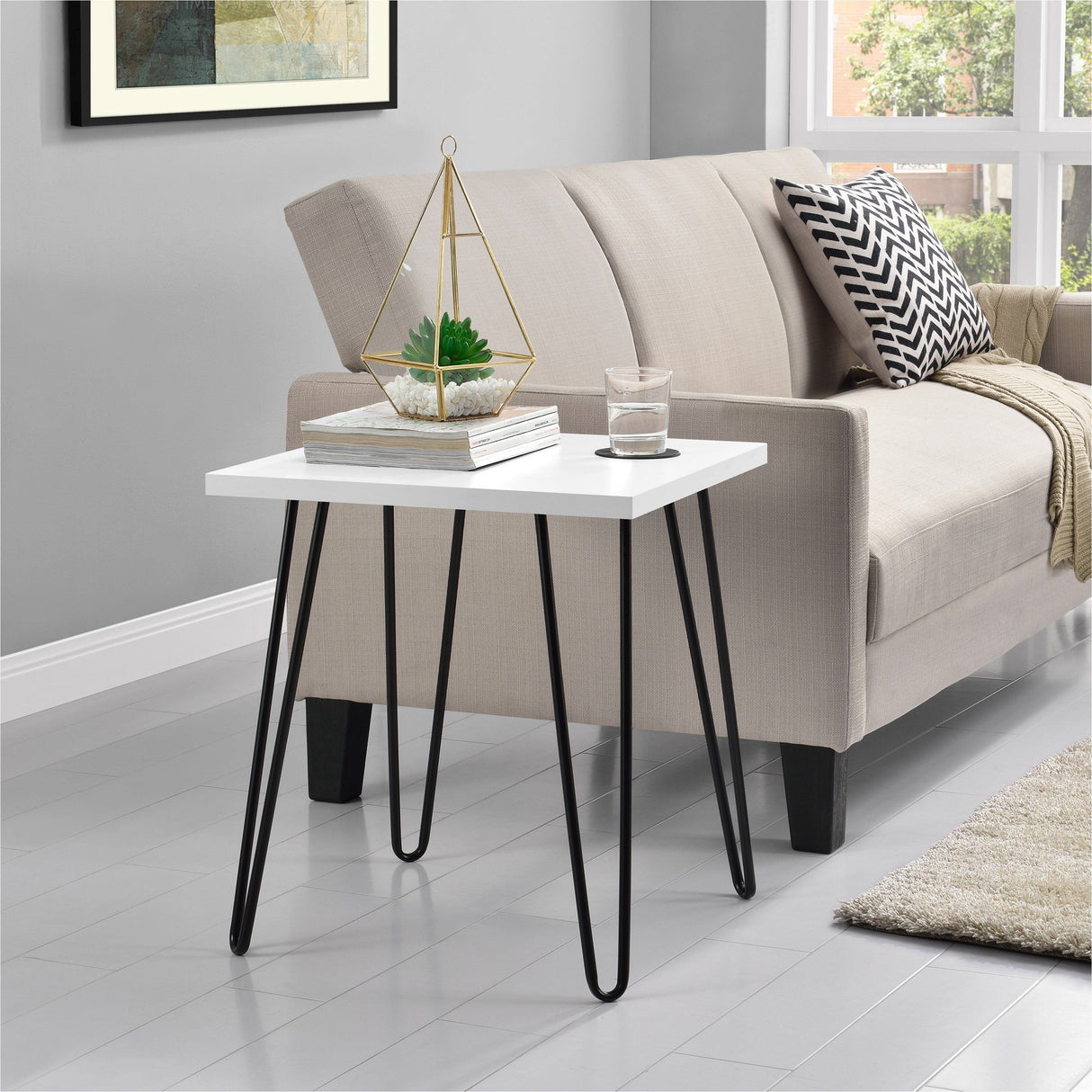 Dorel Home Owen Range Retro End Table in White
