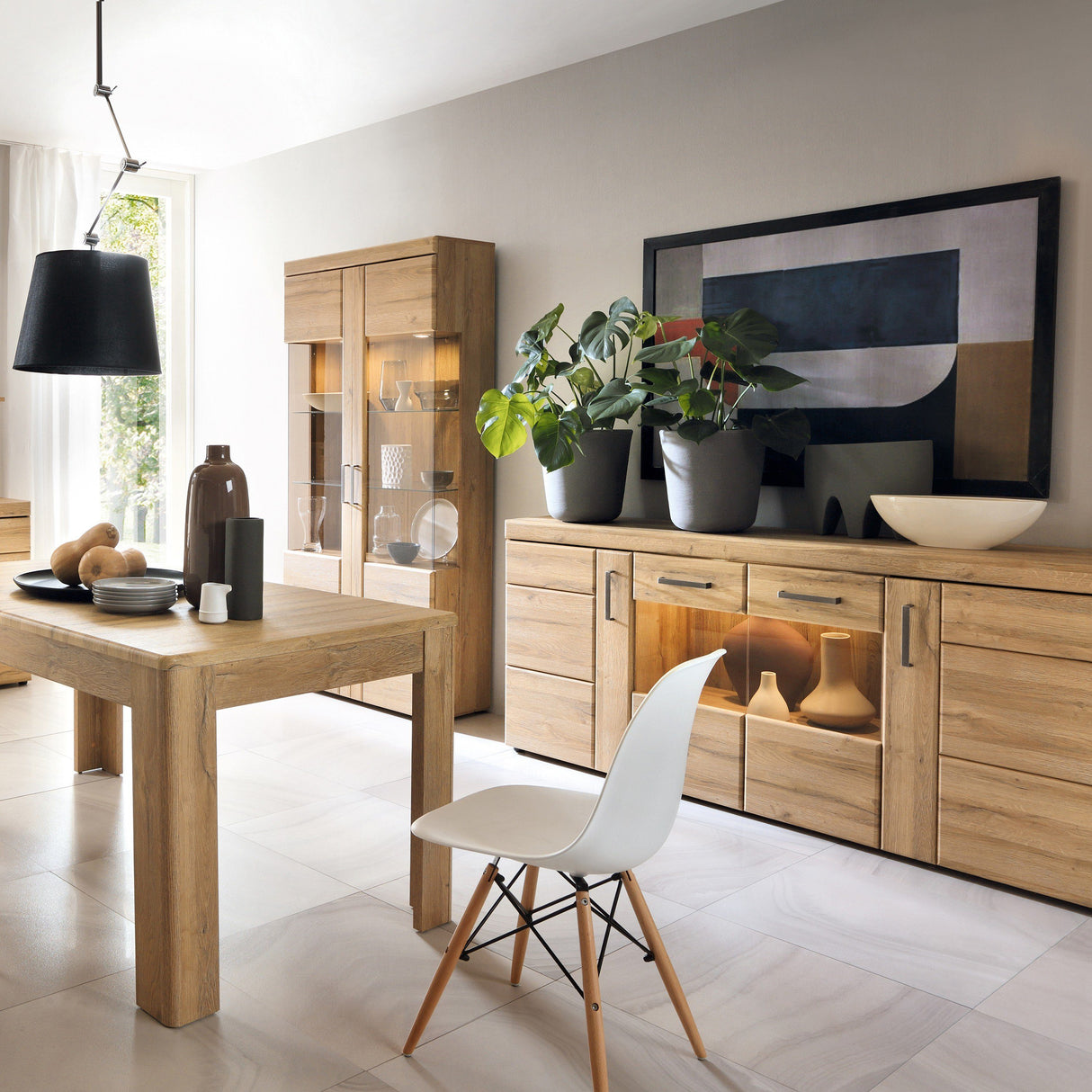 Furniture To Go Cortina 4 Door Wide Glazed Sideboard In Grandson Oak (4324456)