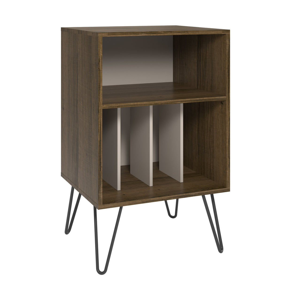 Dorel Home Concord Range Turntable Stand in Brown Oak and White