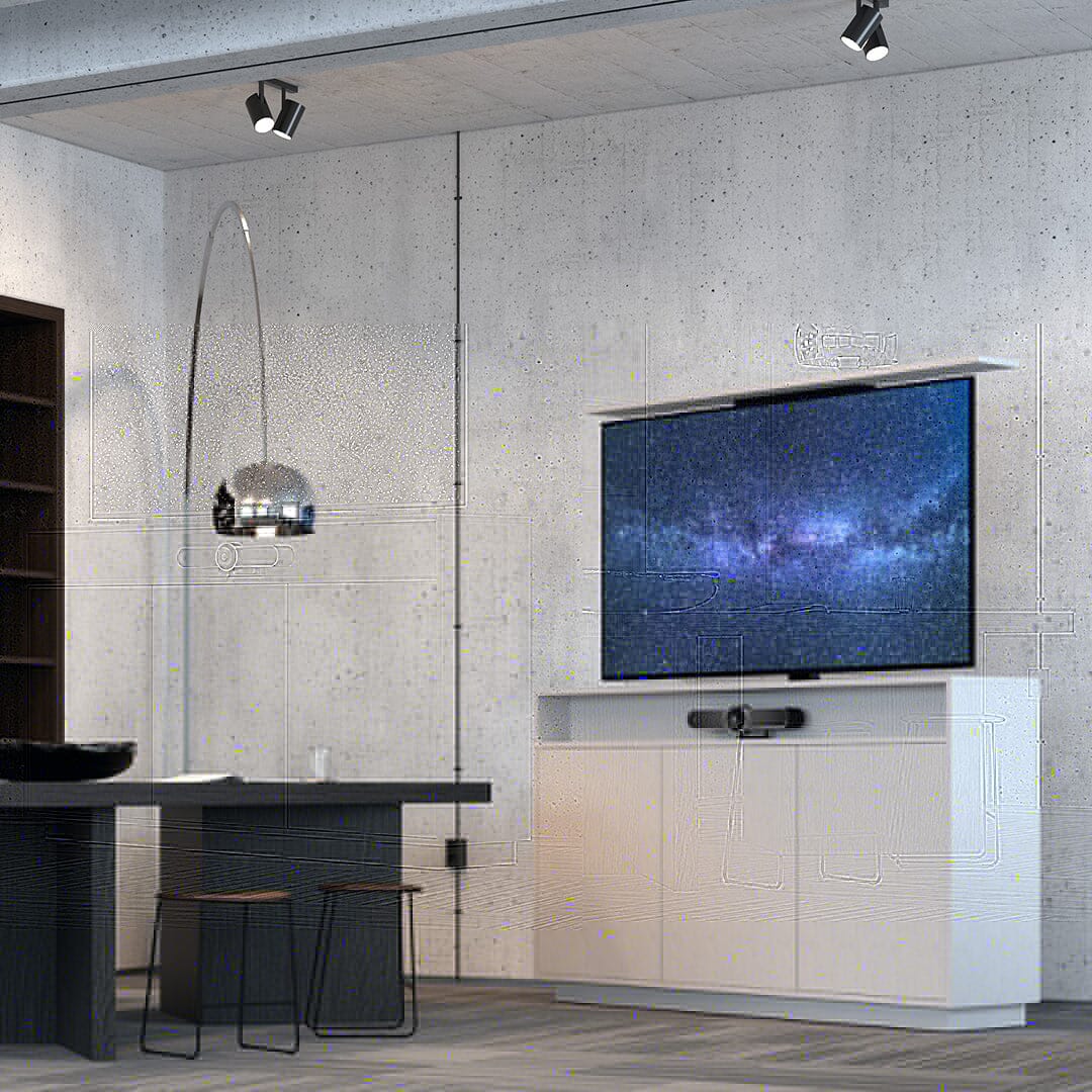 Multibrackets White TV Lift Cabinet for screens up to 65"