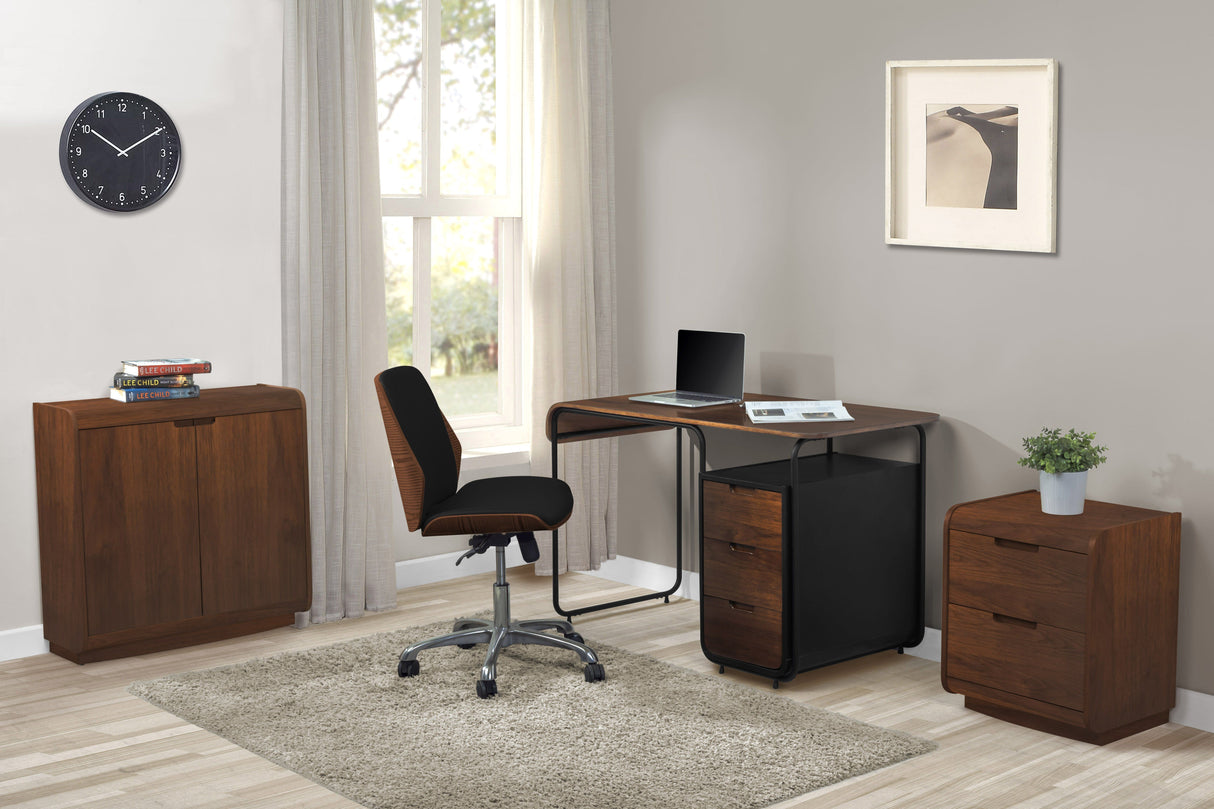 Jual Curve PC211 Office Chair in Walnut and Black Faux Leather