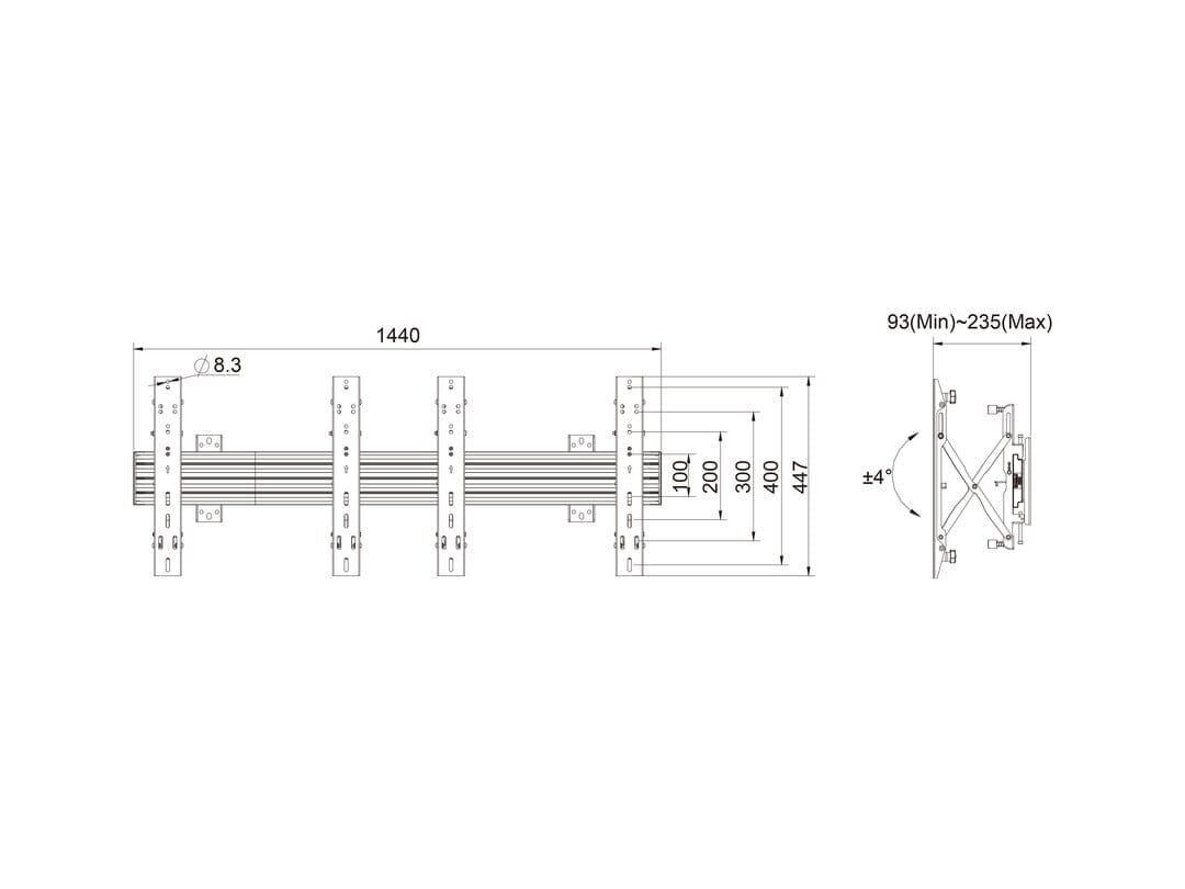 Multibrackets M Wallmount Pro MBW2x1UP Push In Pop Out Black