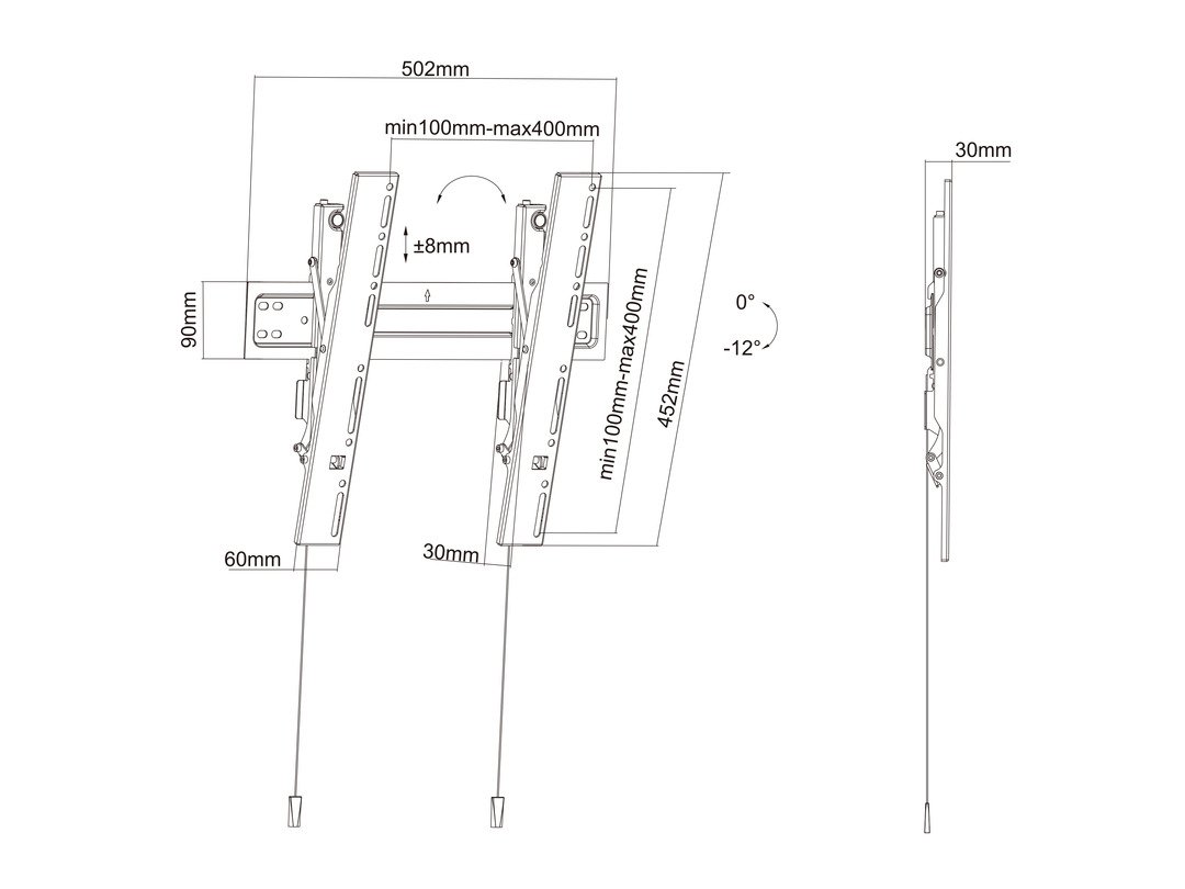 Multibrackets M VESA Wallmount Super Slim Tilt 400 MAX