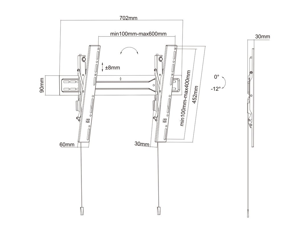 Multibrackets M VESA Wallmount Super Slim Tilt 600 MAX