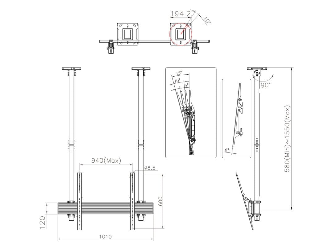 Multibrackets Heavy Duty M Ceiling Mount Pro MBC1USD