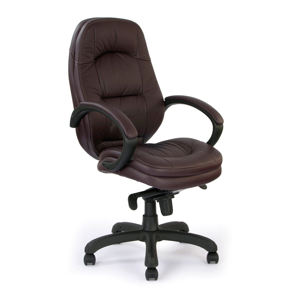 Nautilus Designs Brighton Luxurious Leather Faced Executive Armchair with Padded, Upholstered Armpads and Pronounced Lumbar Support - Burgundy