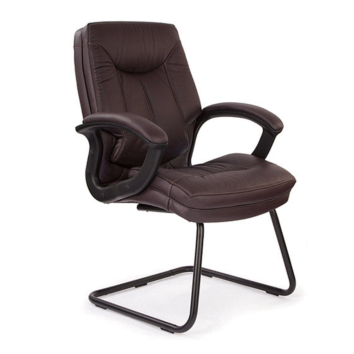Nautilus Designs Hudson Stylish High Back Leather Faced Visitor Armchair with Upholstered Armrests and Pronounced Lumbar Support - Burgundy