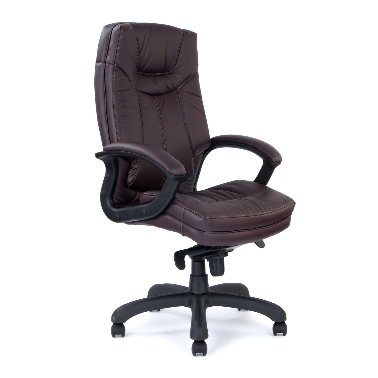 Nautilus Designs Hudson Stylish High Back Leather Faced Executive Armchair with Upholstered Armrests and Pronounced Lumbar Support - Burgundy