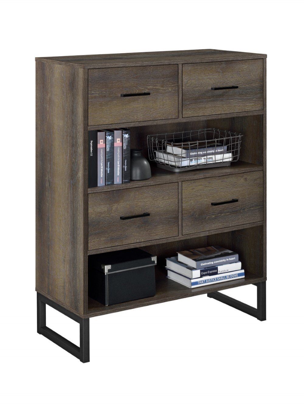 Dorel Home Candon Brown Bookcase with Storage Drawers