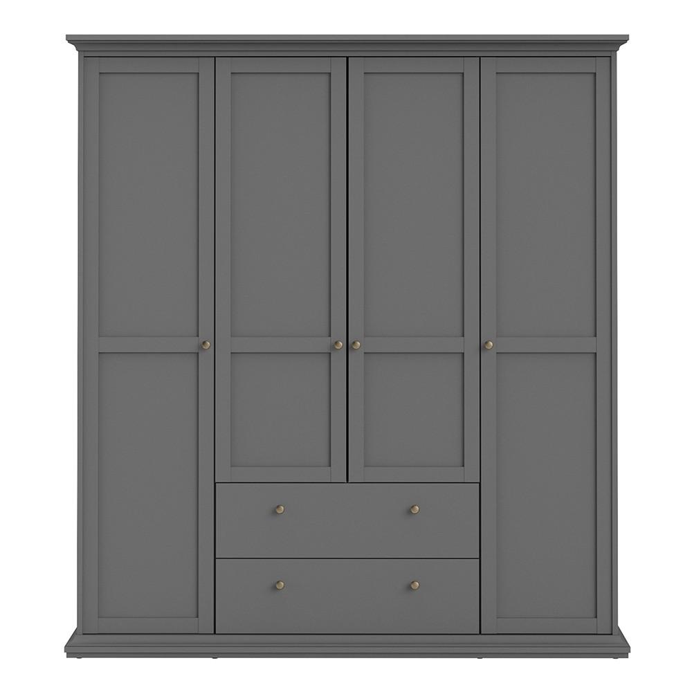 Furniture To Go Paris 4 Door and 2 Drawer Wardrobe in Matt Grey (70175369IGIG)
